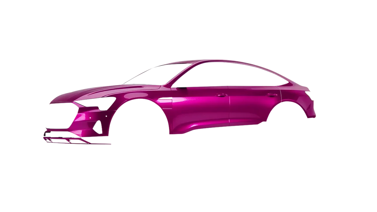 Audi E Tron Sporback 2024 wrapped in Gloss Cosmos Pink (KPMF K75410), front three-quarter view