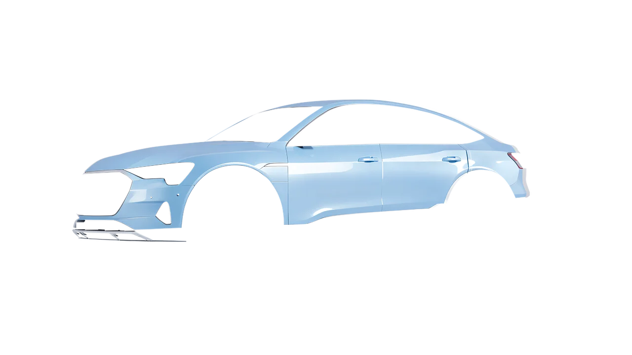 Audi E Tron Sporback 2024 wrapped in Dove Blue Gloss (ORACAL 970RA-195G), front three-quarter view