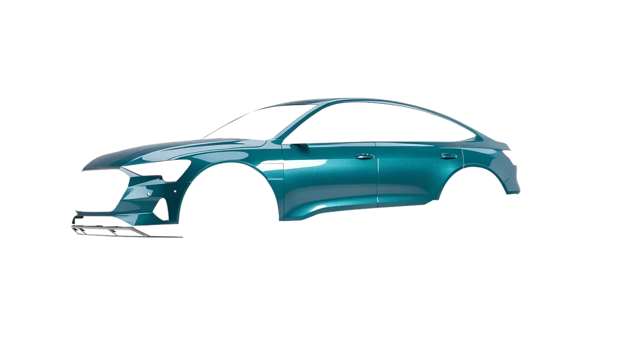 Audi E Tron Sporback 2024 wrapped in Dynamic Teal Gloss (KPMF K75455), front three-quarter view