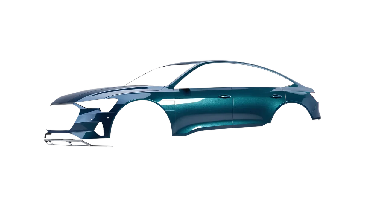 Audi E Tron Sporback 2024 wrapped in Excelsior Blue Gloss (KPMF K75441), front three-quarter view