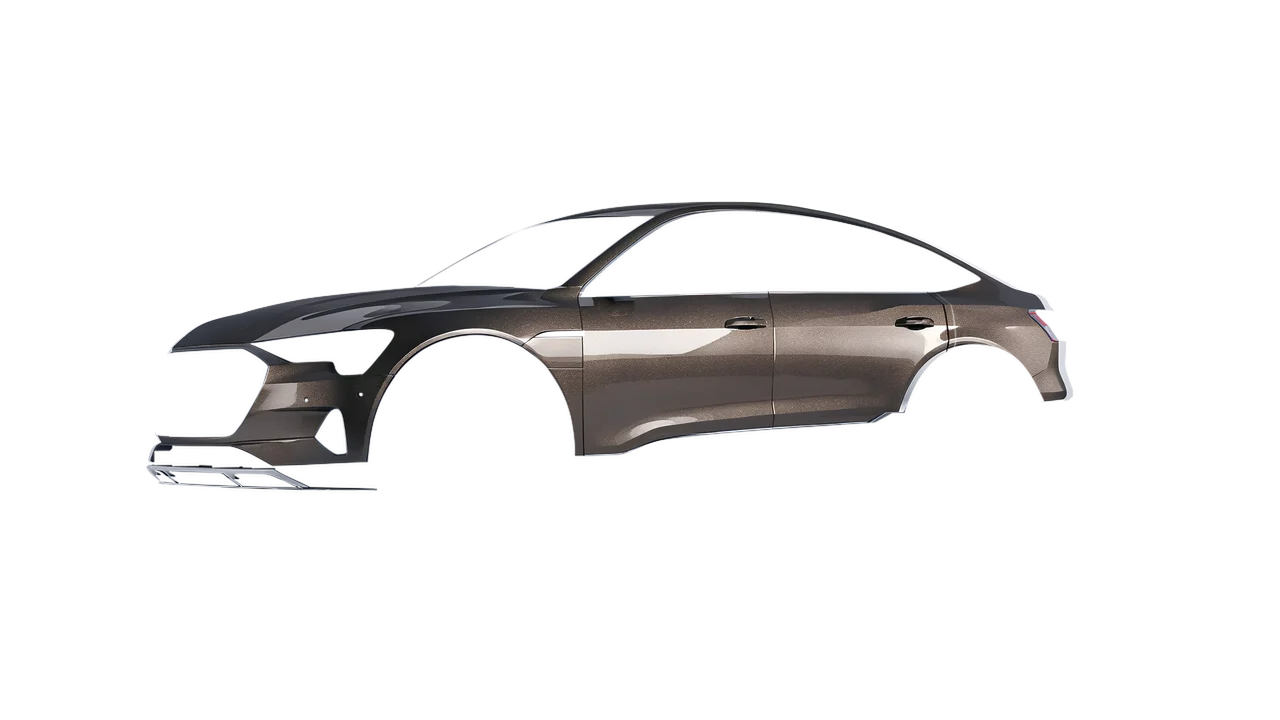 Audi E Tron Sporback 2024 wrapped in Grey Cast Iron Gloss (ORACAL 970RA-935G), front three-quarter view