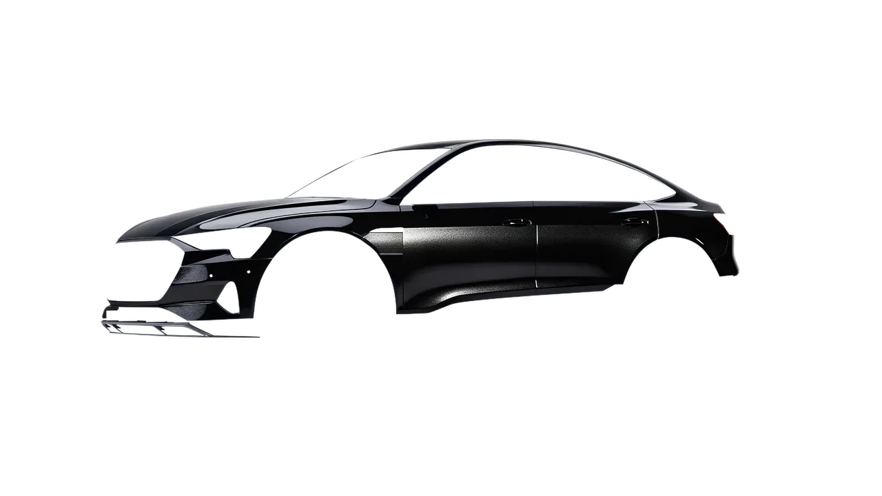 Audi E Tron Sporback 2024 wrapped in Magnetic Black Gloss (KPMF K75440), front three-quarter view