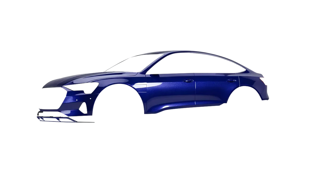 Audi E Tron Sporback 2024 wrapped in Opulent Indigo Gloss (KPMF K75452), front three-quarter view