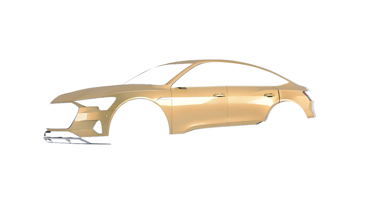 Audi E Tron Sporback 2024 wrapped in Pyrite Gloss (ORACAL 970RA-926G), front three-quarter view