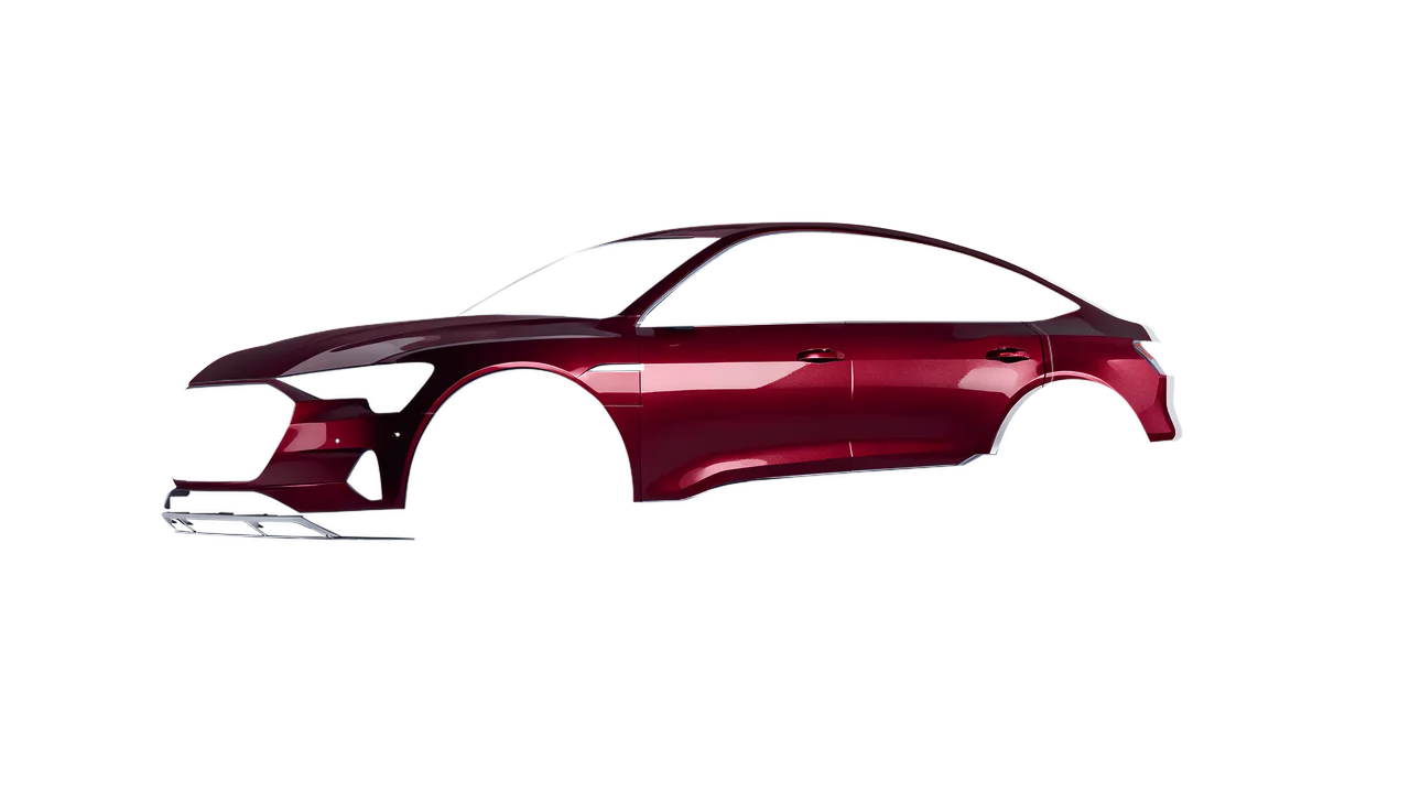 Audi E Tron Sporback 2024 wrapped in Red Brown Gloss (ORACAL 970RA-369G), front three-quarter view