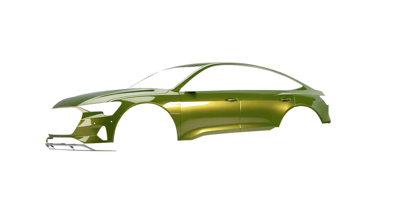 Audi E Tron Sporback 2024 wrapped in Solar Flash Gloss (KPMF K75409), front three-quarter view
