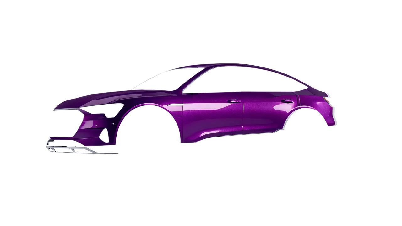 Audi E Tron Sporback 2024 wrapped in Violet Gloss (ORACAL 970RA-406G), front three-quarter view