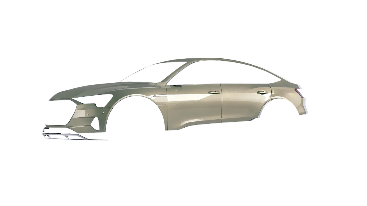 Audi E Tron Sporback 2024 wrapped in Zinc Gloss (ORACAL 970RA-934G), front three-quarter view