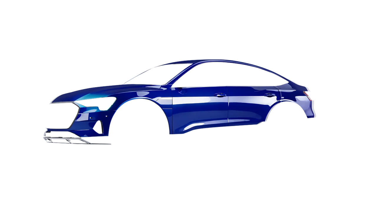 Audi E Tron Sporback 2024 wrapped in Night Blue Gloss (ORACAL 970RA-511G), front three-quarter view