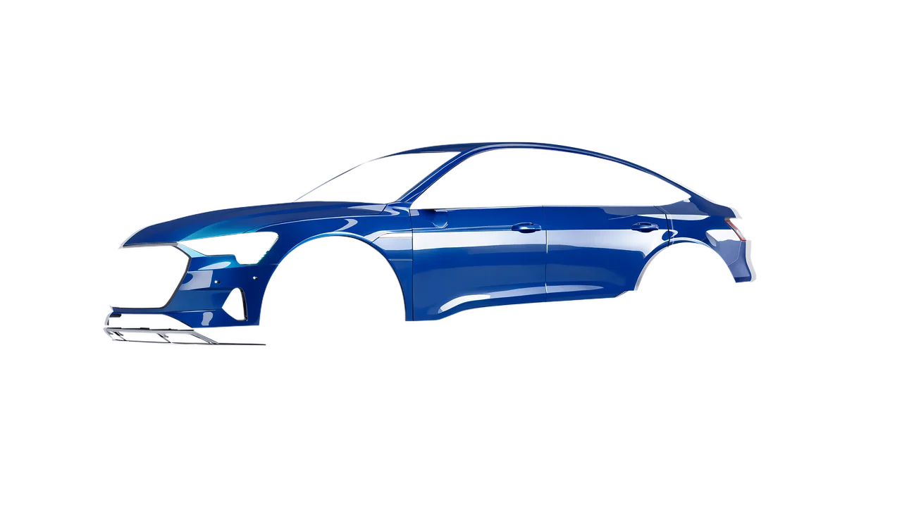 Audi E Tron Sporback 2024 wrapped in Police Blue Gloss (ORACAL 970RA-572G), front three-quarter view