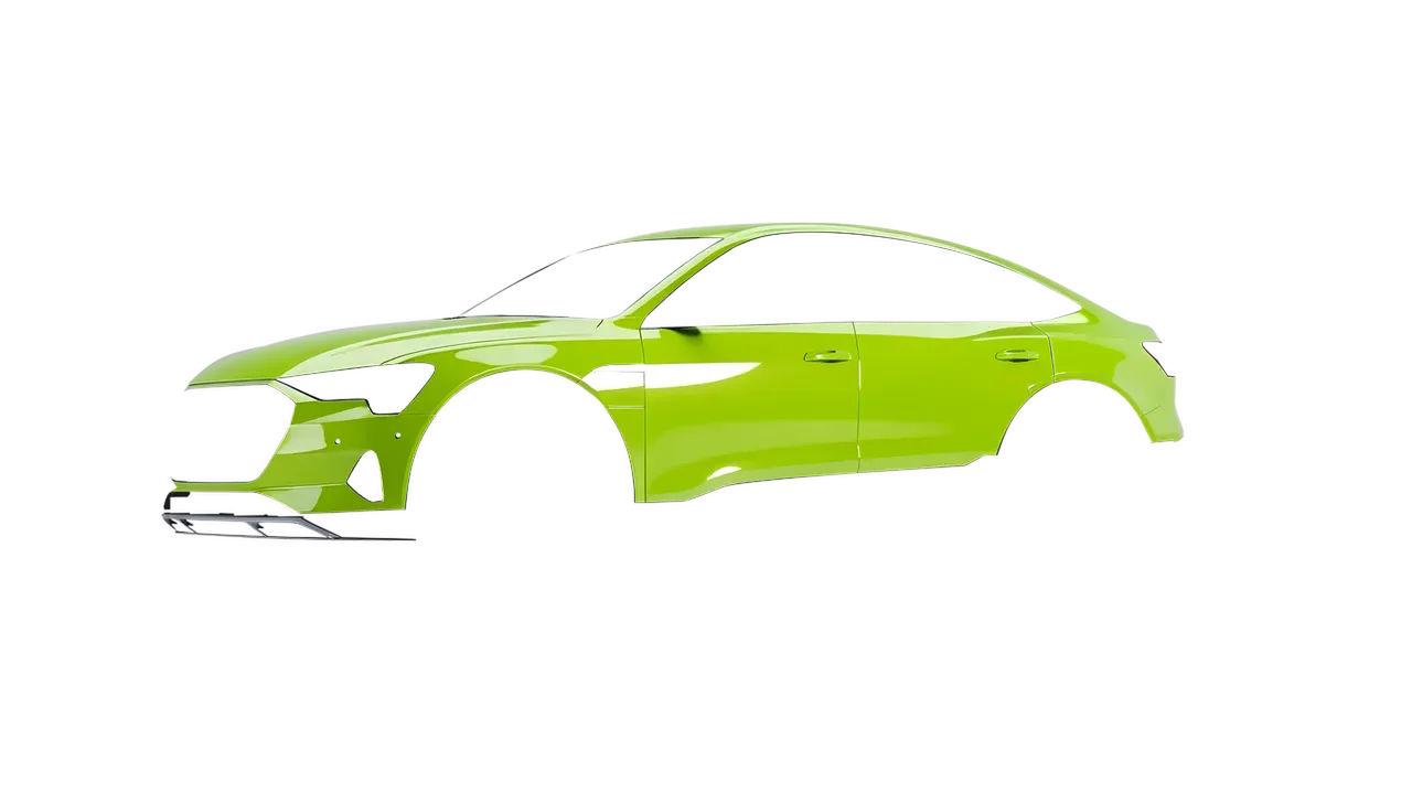 Audi E Tron Sporback 2024 wrapped in Surge Green Gloss (KPMF K75438), front three-quarter view