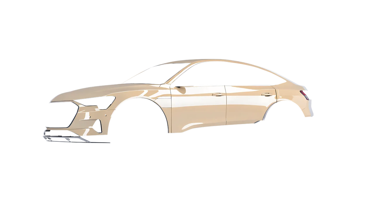 Audi E Tron Sporback 2024 wrapped in Taxibeige Gloss (ORACAL 970RA-809G), front three-quarter view