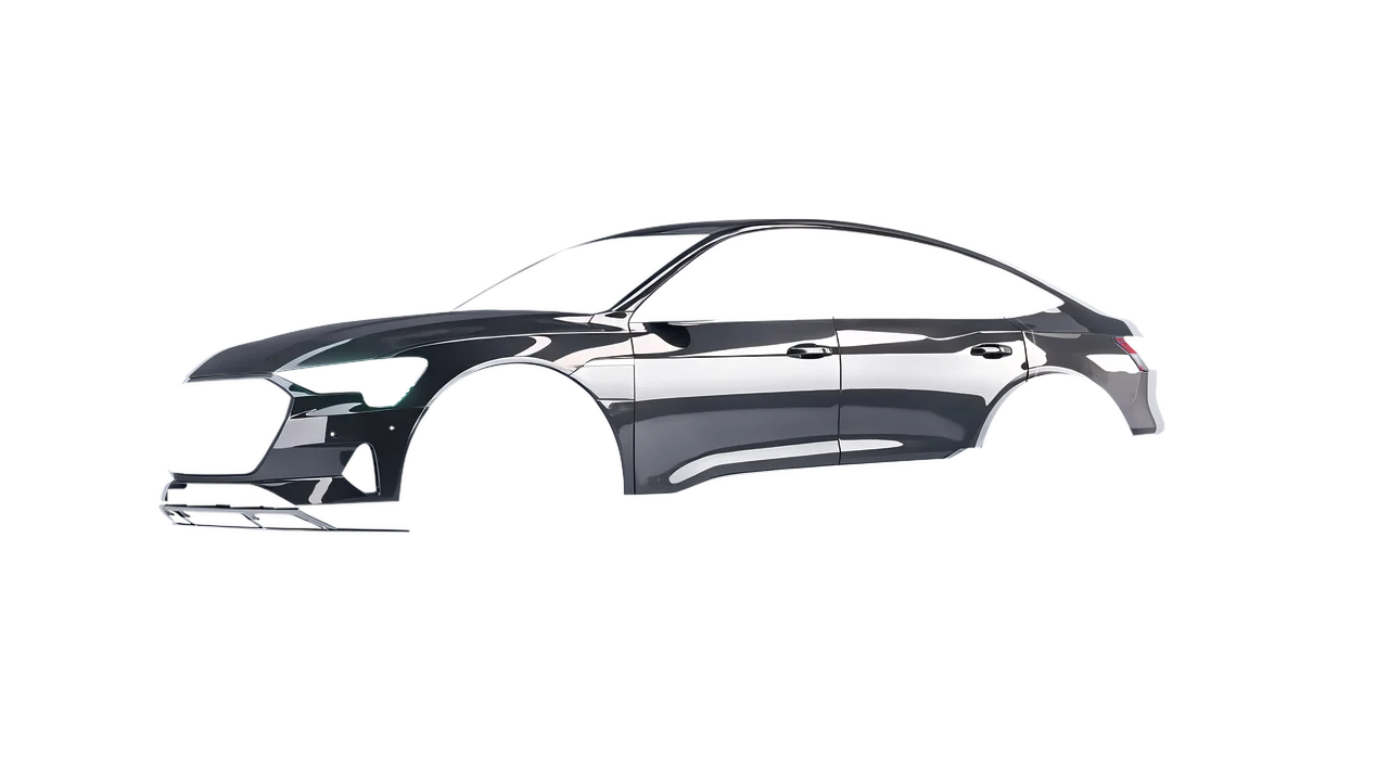Audi E Tron Sporback 2024 wrapped in Telegrey Gloss (ORACAL 970RA-076G), front three-quarter view
