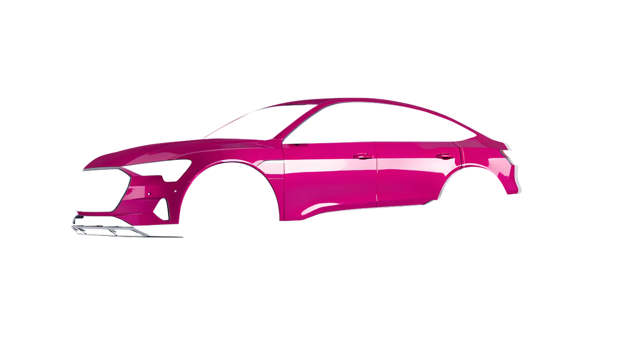 Audi E Tron Sporback 2024 wrapped in Telemagenta Gloss (ORACAL 970RA-077G), front three-quarter view