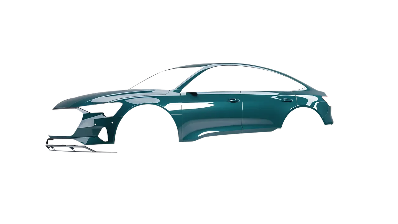 Audi E Tron Sporback 2024 wrapped in Tidal Teal Gloss (KPMF K75413), front three-quarter view