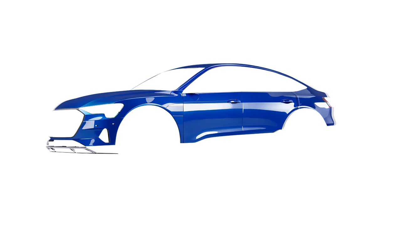 Audi E Tron Sporback 2024 wrapped in Traffic Blue Gloss (ORACAL 970RA-057G), front three-quarter view