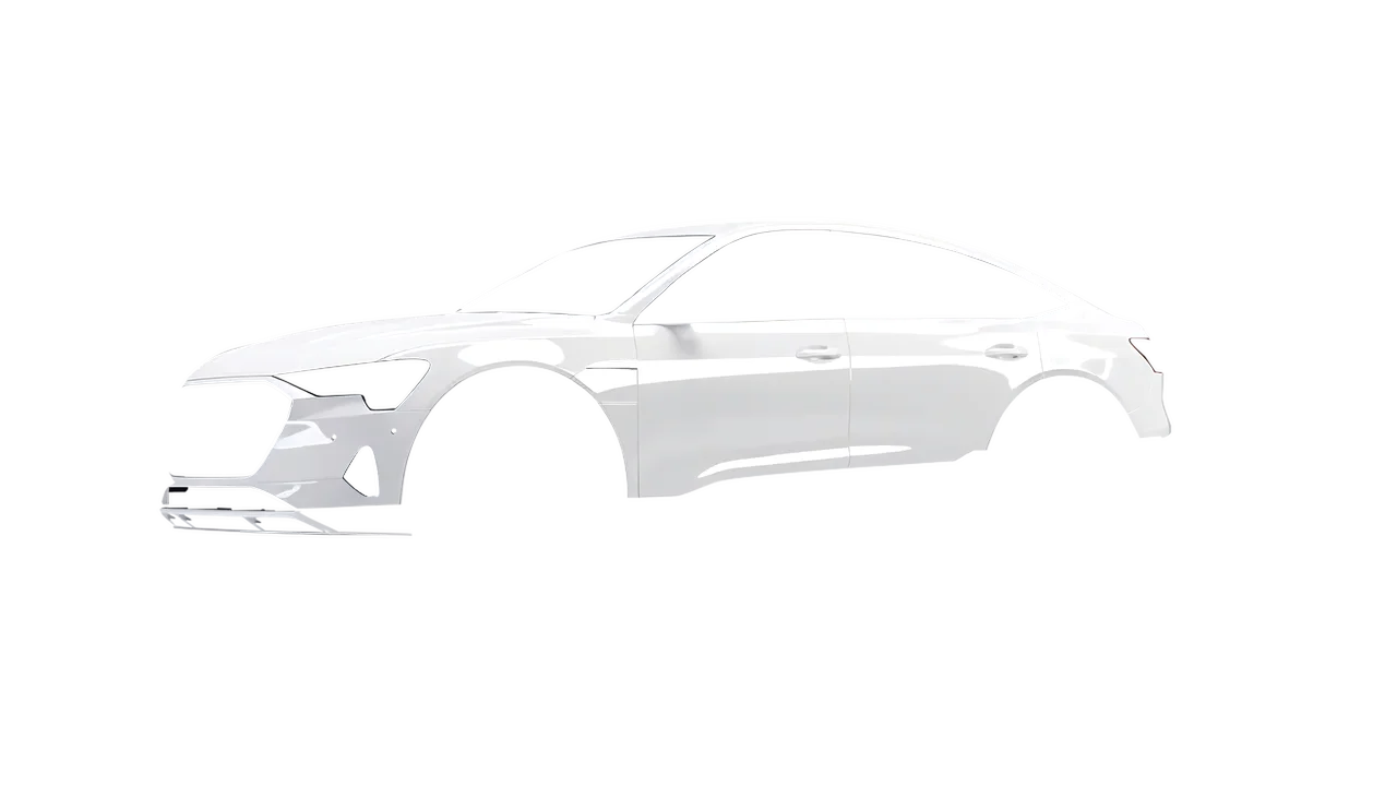 Audi E Tron Sporback 2024 wrapped in White Gloss (KPMF K88011), front three-quarter view