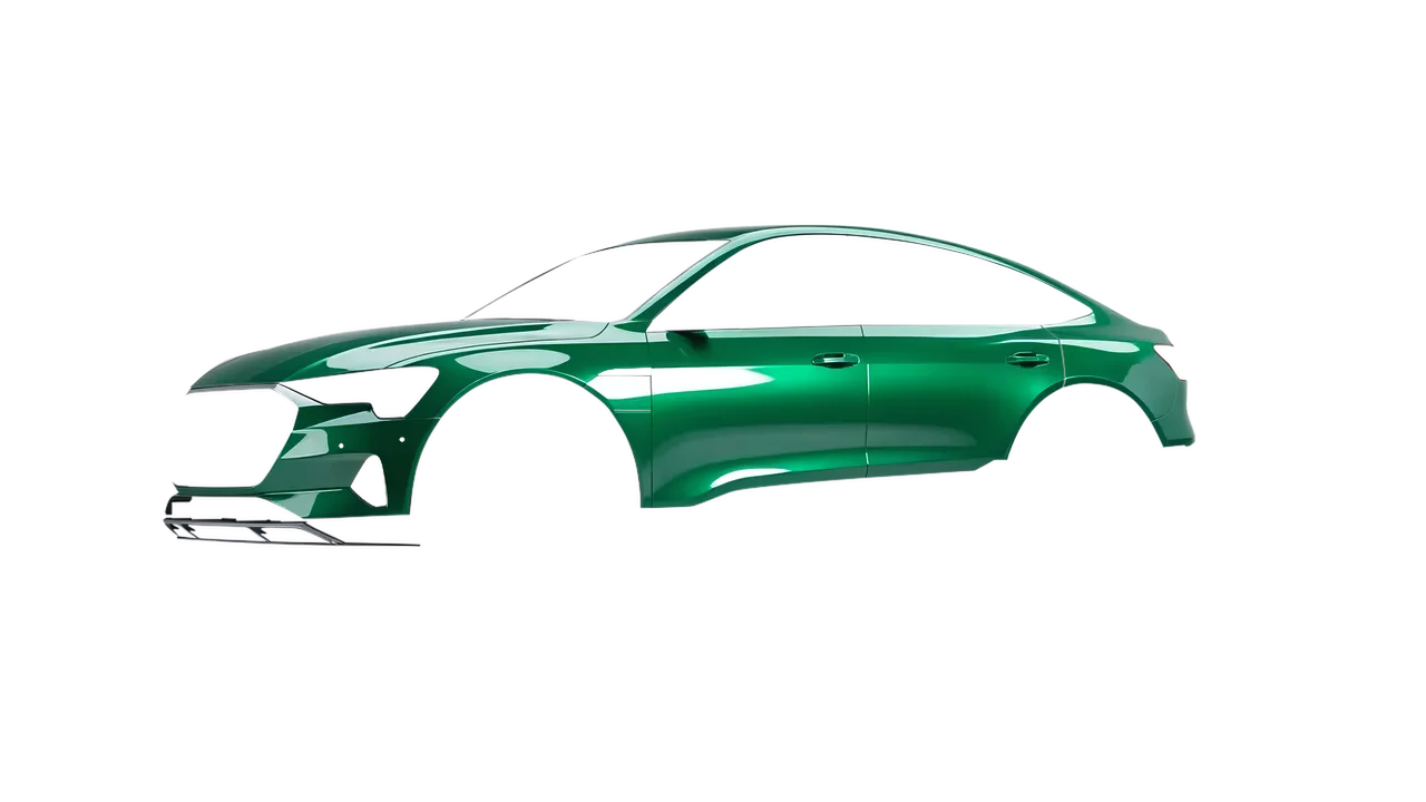 Audi E Tron Sporback 2024 wrapped in High Gloss Green Envy (3M HG336), front three-quarter view