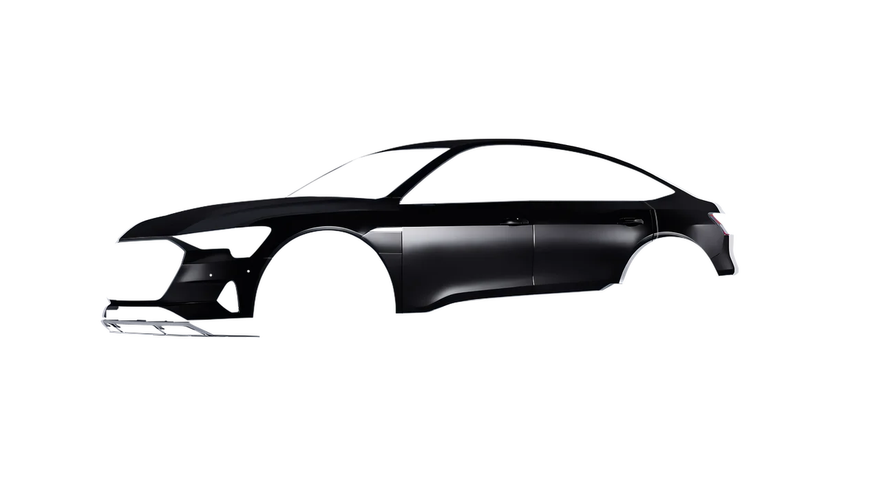 Audi E Tron Sporback 2024 wrapped in Black Matt (ORACAL 970RA-070M), front three-quarter view