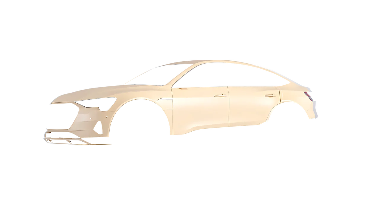 Audi E Tron Sporback 2024 wrapped in Champagne Myst Matt (ORACAL 970RA-996M), front three-quarter view