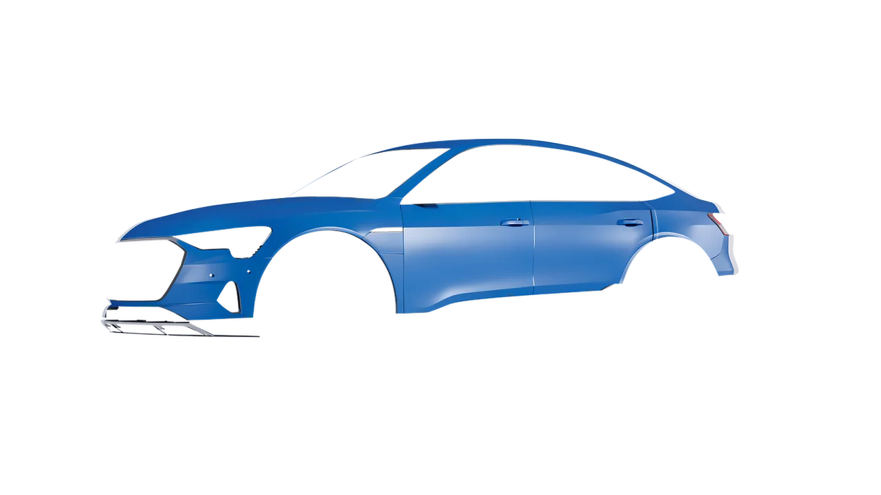Audi E Tron Sporback 2024 wrapped in Fjord Blue Matt (ORACAL 970RA-547M), front three-quarter view