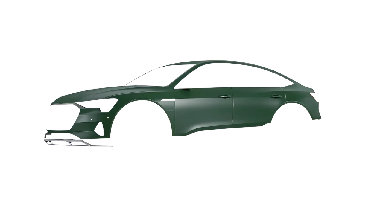Audi E Tron Sporback 2024 wrapped in Absolute Matt Forest Green (KPMF K75806), front three-quarter view
