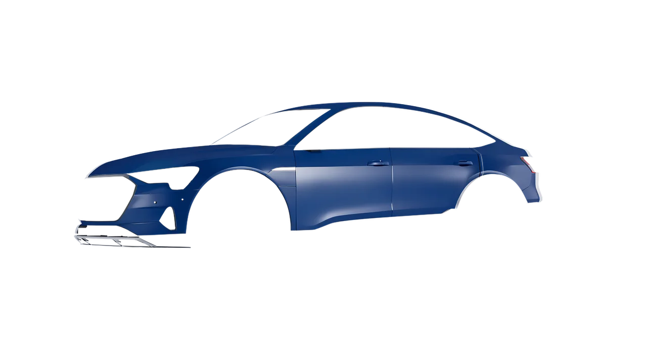 Audi E Tron Sporback 2024 wrapped in Indigo Blue Matt (ORACAL 970RA-544M), front three-quarter view