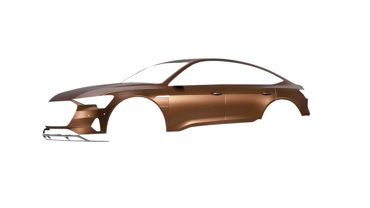 Audi E Tron Sporback 2024 wrapped in Matt Anodised Bronze (KPMF K75549), front three-quarter view