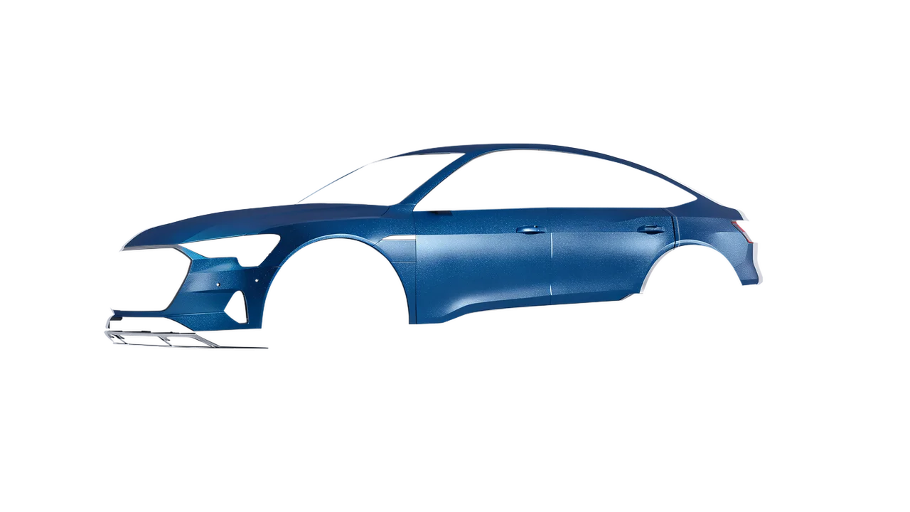 Audi E Tron Sporback 2024 wrapped in Azure Matt (ORACAL 970RA-197M), front three-quarter view
