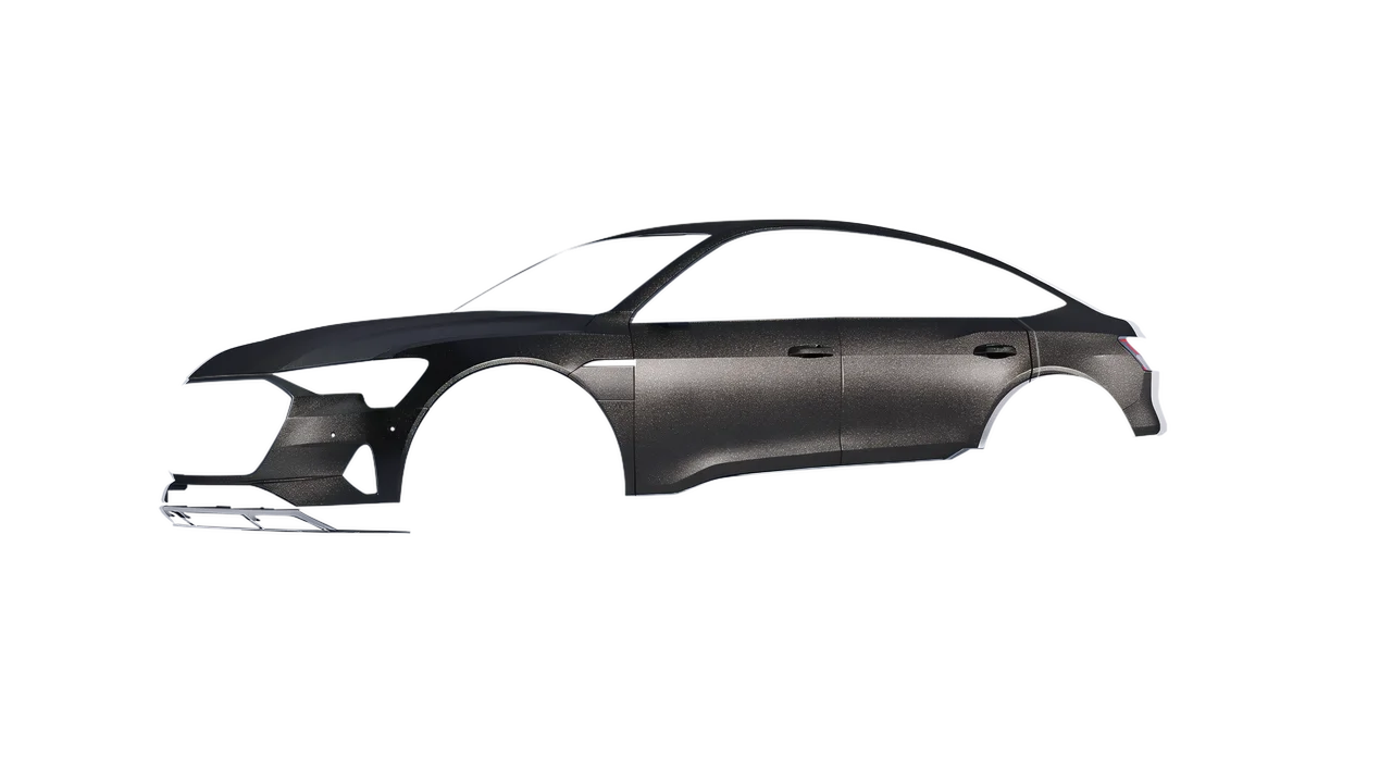 Audi E Tron Sporback 2024 wrapped in Charcoal Matt (ORACAL 970RA-937M), front three-quarter view