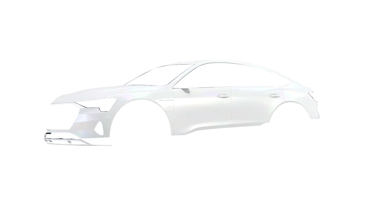 Audi E Tron Sporback 2024 wrapped in Matt Crystalline White (KPMF K75540), front three-quarter view