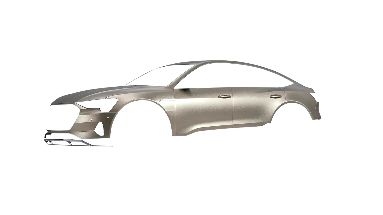 Audi E Tron Sporback 2024 wrapped in Matt Dune Metallic (KPMF K75516), front three-quarter view