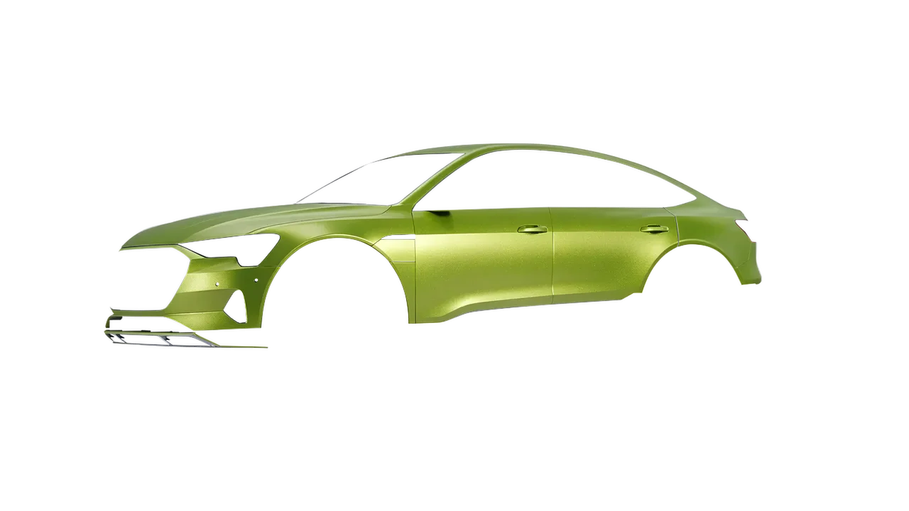 Audi E Tron Sporback 2024 wrapped in Matt Dynamic Lime (KPMF K75503), front three-quarter view