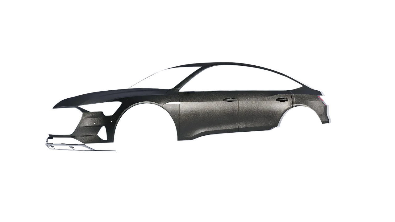 Audi E Tron Sporback 2024 wrapped in Graphite Matt (ORACAL 970RA-932M), front three-quarter view