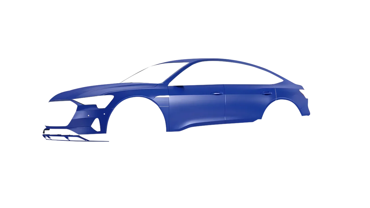 Audi E Tron Sporback 2024 wrapped in Matt Iced Blue Titanium (KPMF K75505), front three-quarter view