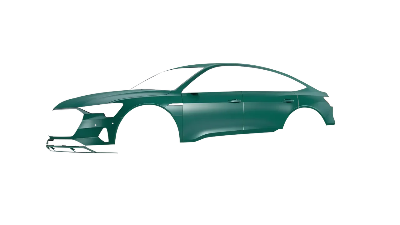 Audi E Tron Sporback 2024 wrapped in Matt Iced Green Titanium (KPMF K75507), front three-quarter view