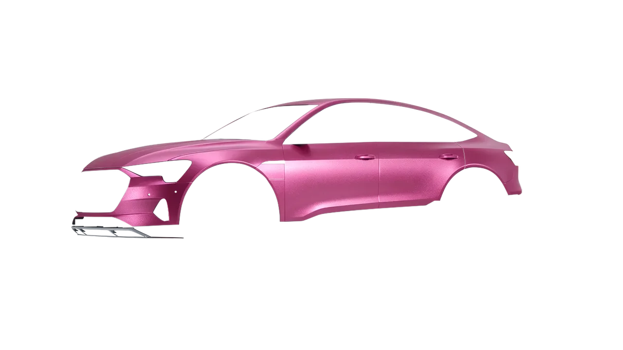 Audi E Tron Sporback 2024 wrapped in Matt Iced Pink Titanium (KPMF K75504), front three-quarter view