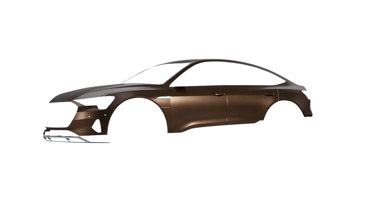 Audi E Tron Sporback 2024 wrapped in Matt Java Brown (KPMF K75543), front three-quarter view