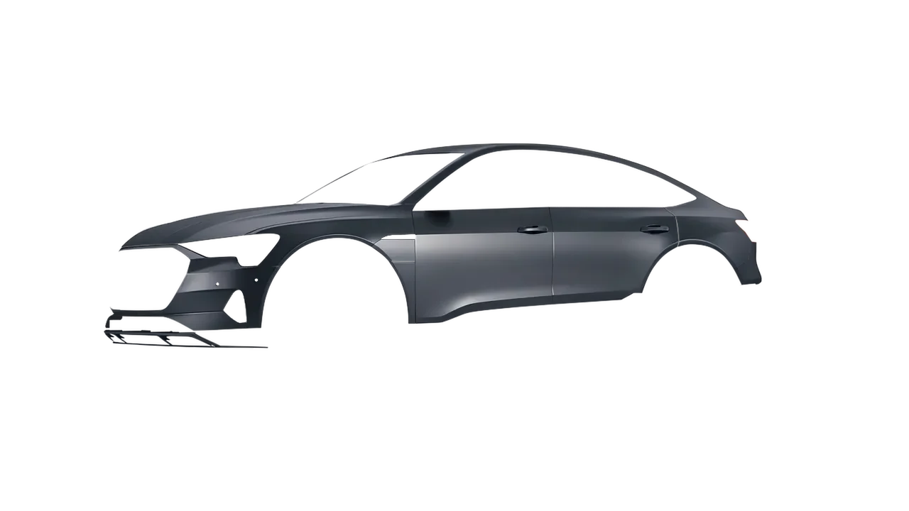 Audi E Tron Sporback 2024 wrapped in Matt Magnetic Black (KPMF K75551), front three-quarter view