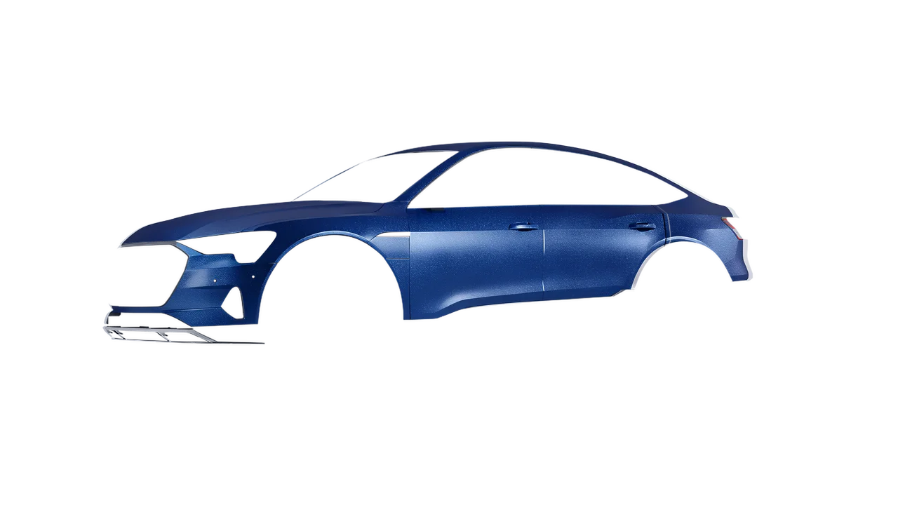 Audi E Tron Sporback 2024 wrapped in Night Blue Matt (ORACAL 970RA-196M), front three-quarter view