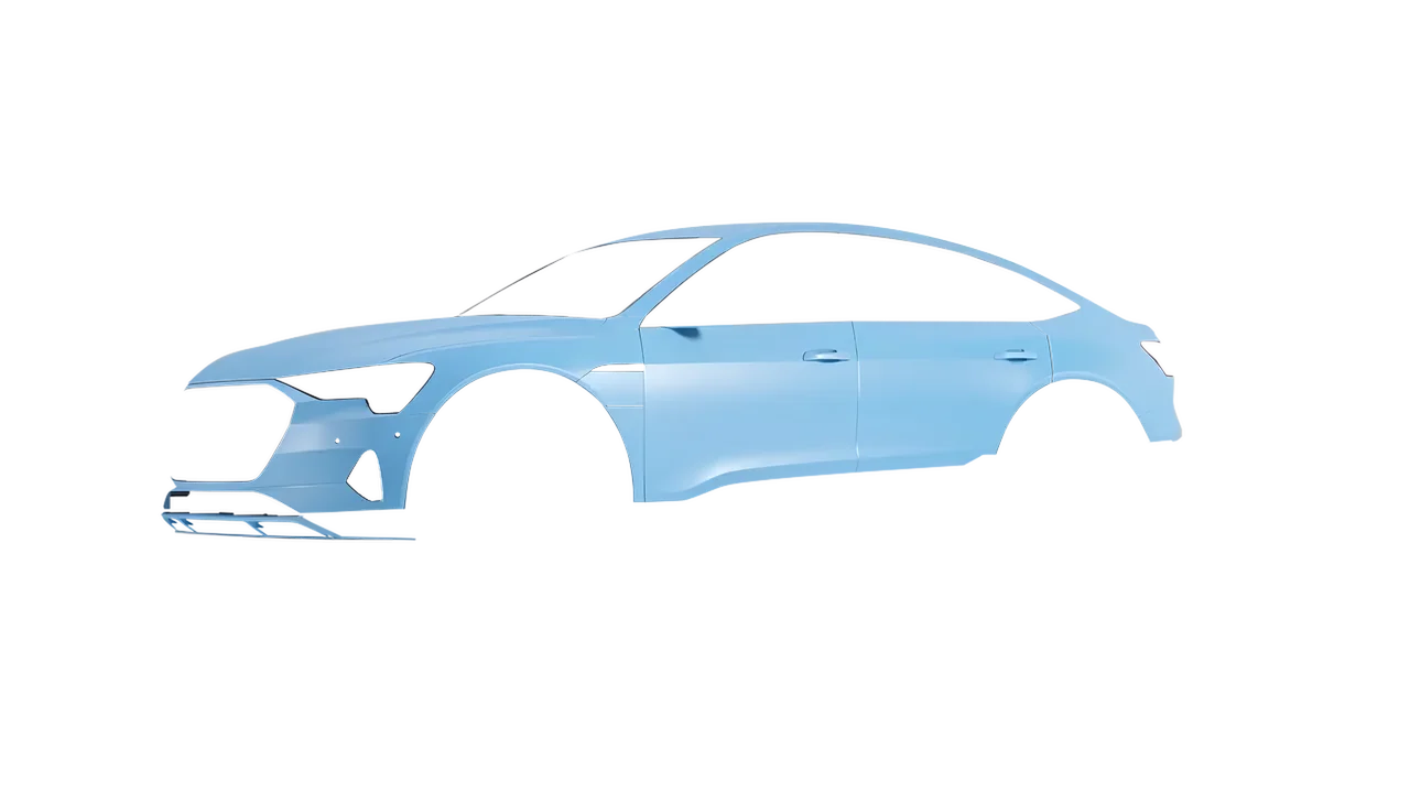 Audi E Tron Sporback 2024 wrapped in Matt Palladian Blue (KPMF K75517), front three-quarter view