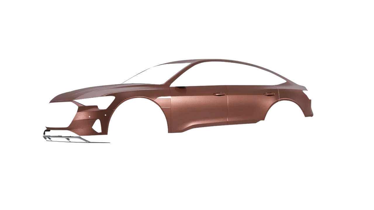 Audi E Tron Sporback 2024 wrapped in Matt Russet Red (KPMF K75545), front three-quarter view