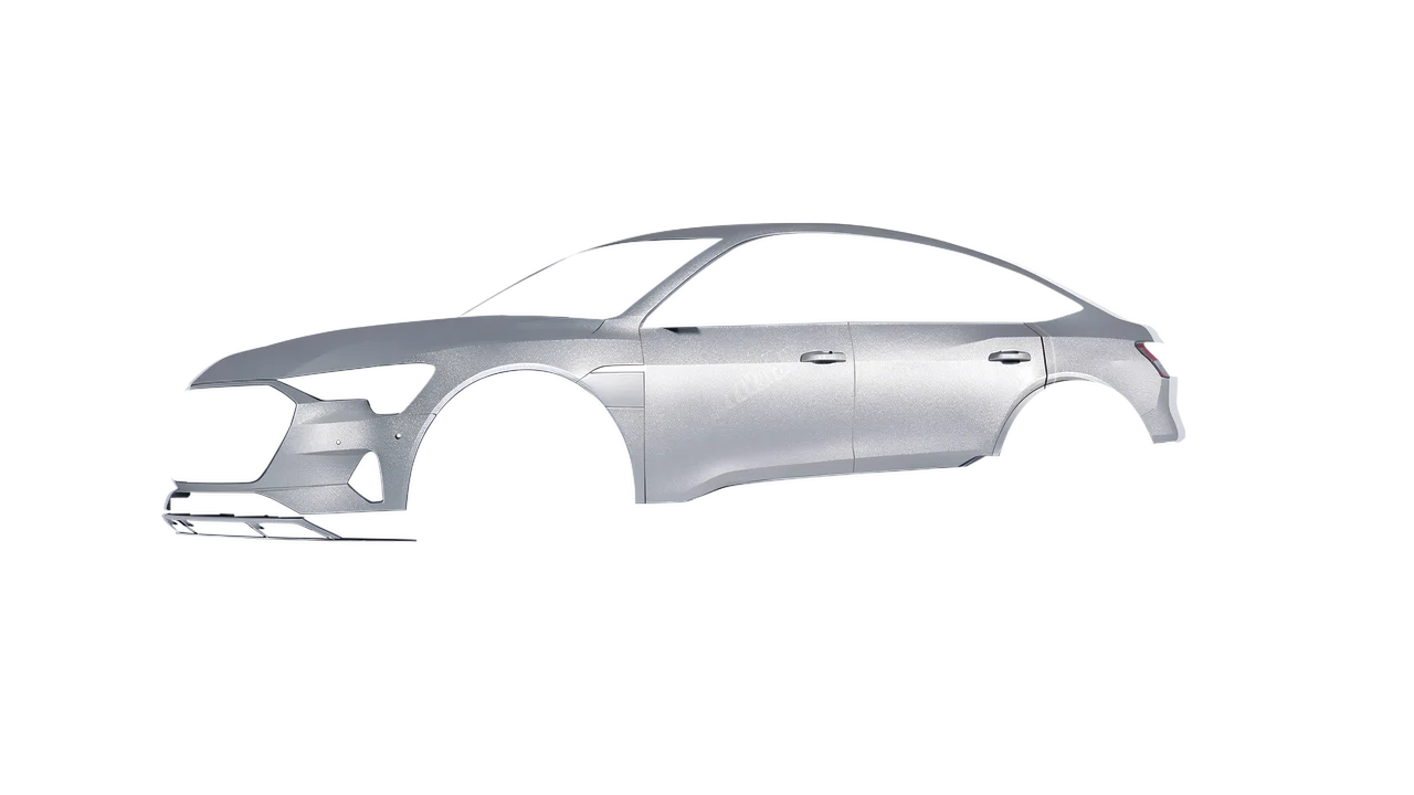 Audi E Tron Sporback 2024 wrapped in Silver Grey Matt (ORACAL 970RA-090M), front three-quarter view