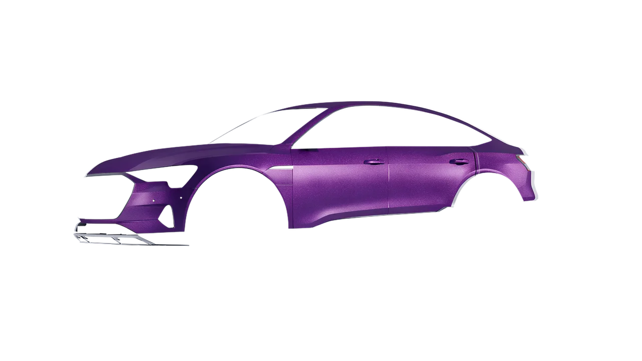Audi E Tron Sporback 2024 wrapped in Violet Matt (ORACAL 970RA-406M), front three-quarter view
