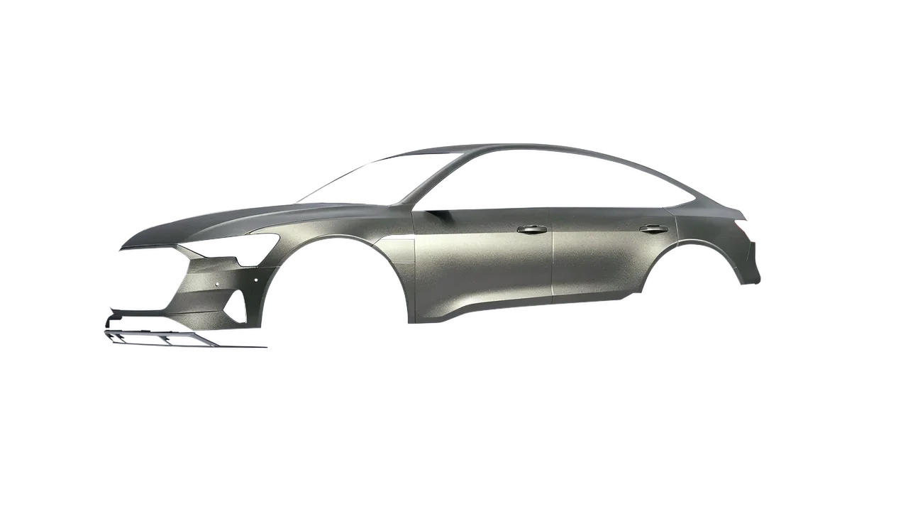 Audi E Tron Sporback 2024 wrapped in Matt Welsh Slate (KPMF K75550), front three-quarter view