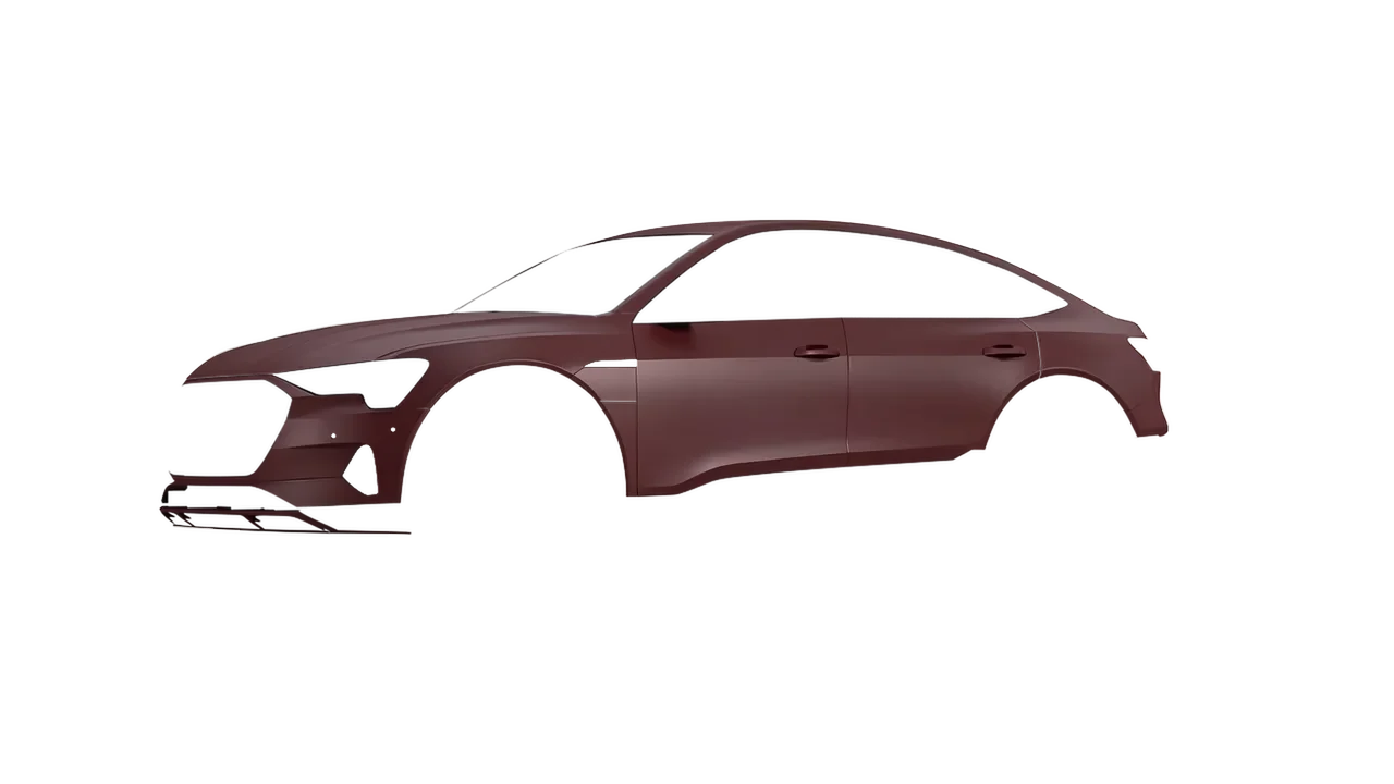 Audi E Tron Sporback 2024 wrapped in Absolute Matt Mythos Red (KPMF K75801), front three-quarter view