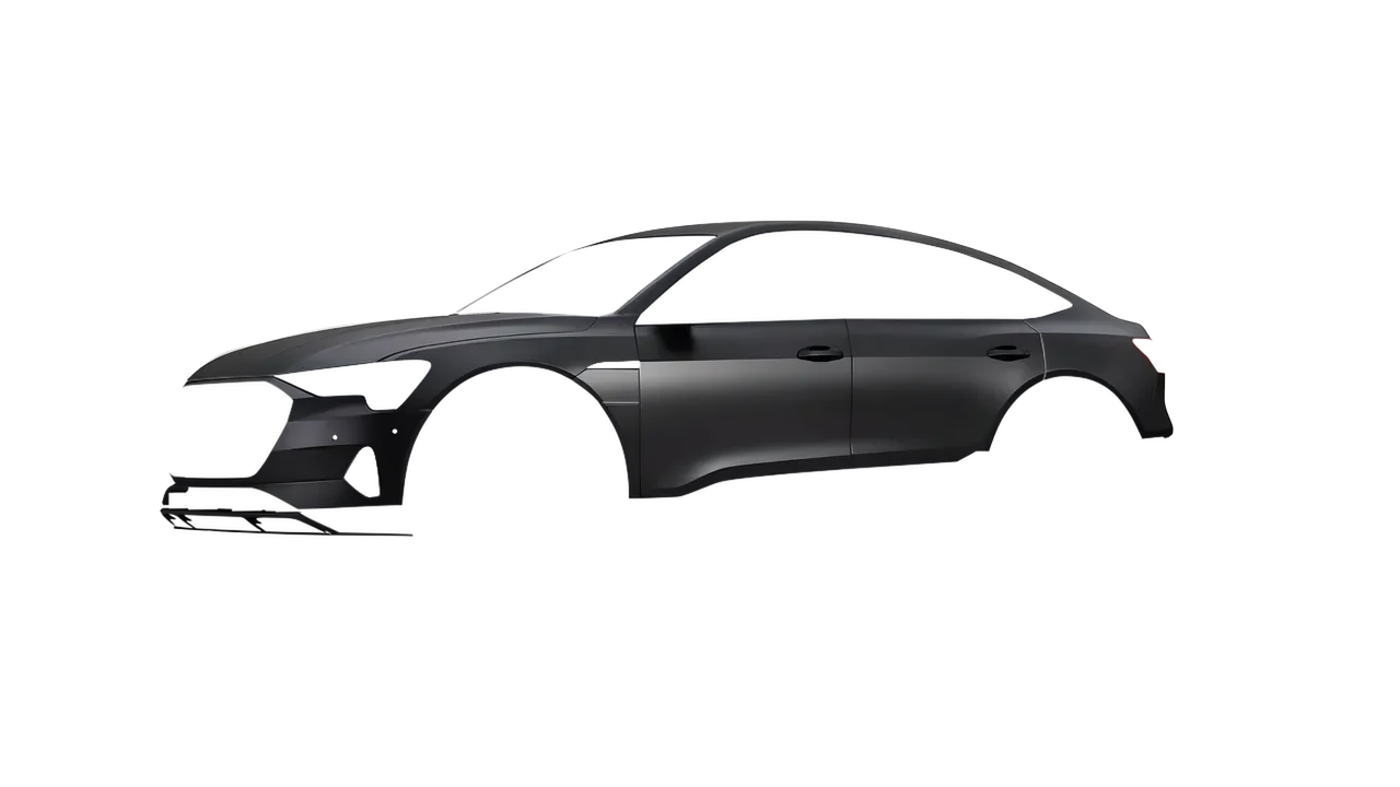 Audi E Tron Sporback 2024 wrapped in Absolute Matt Perfect Black (KPMF K75810), front three-quarter view