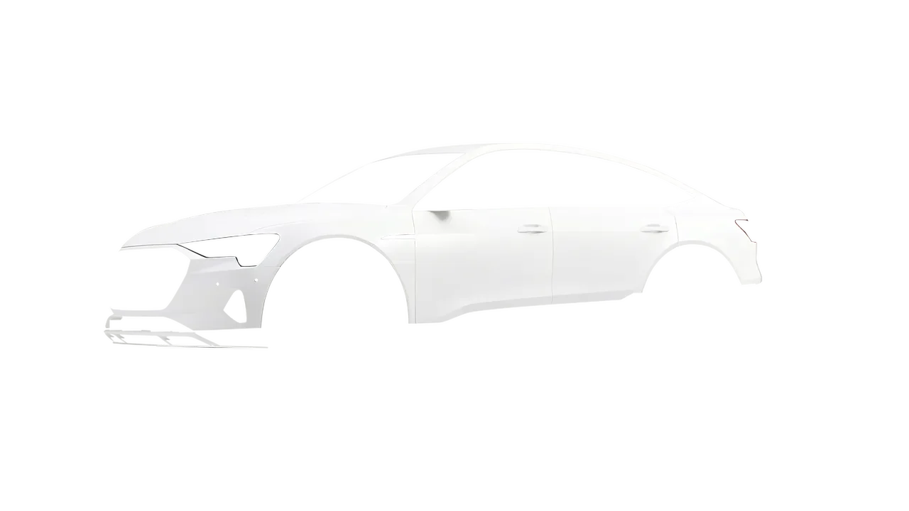 Audi E Tron Sporback 2024 wrapped in Matt Perfect White (KPMF K75546), front three-quarter view