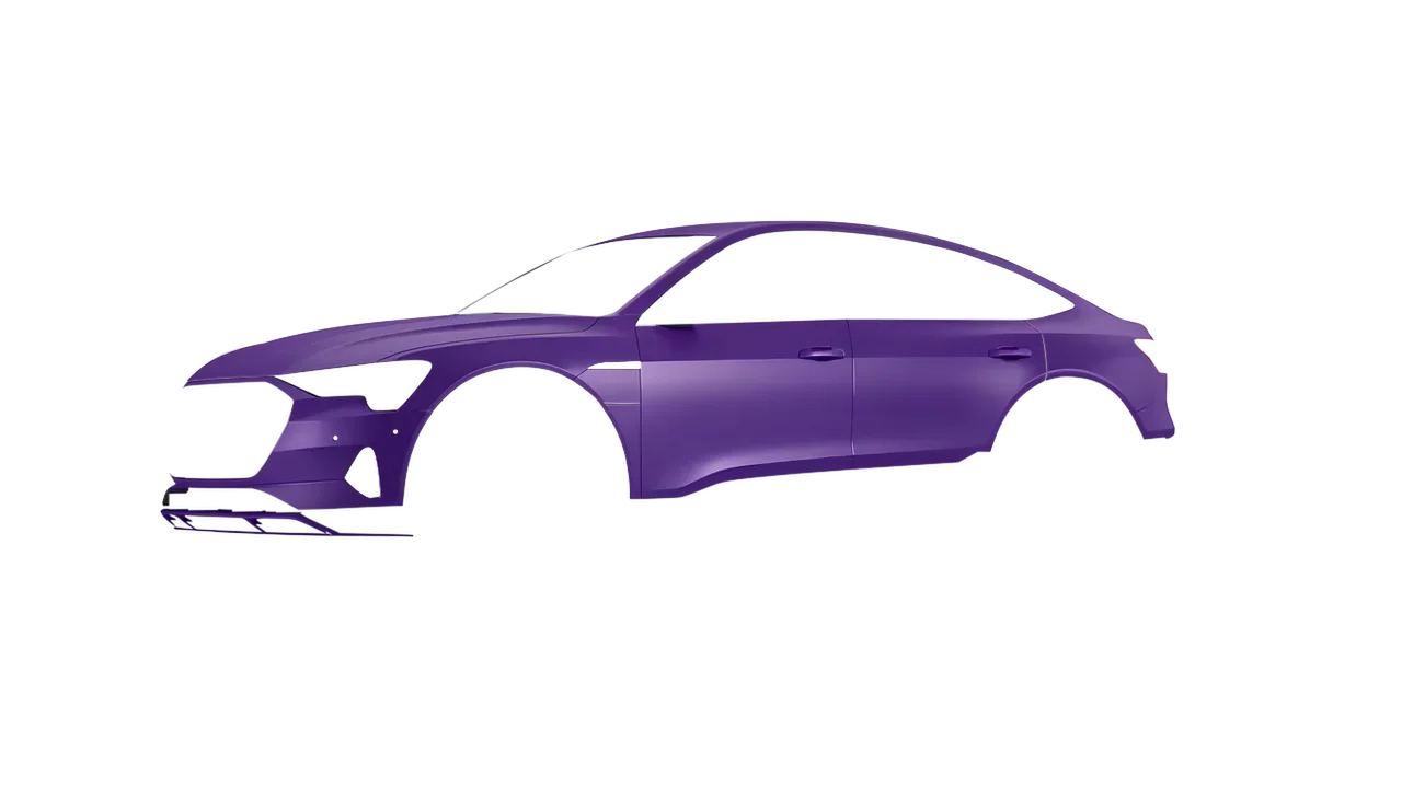 Audi E Tron Sporback 2024 wrapped in Absolute Matt Royal Amethyst (KPMF K75803), front three-quarter view