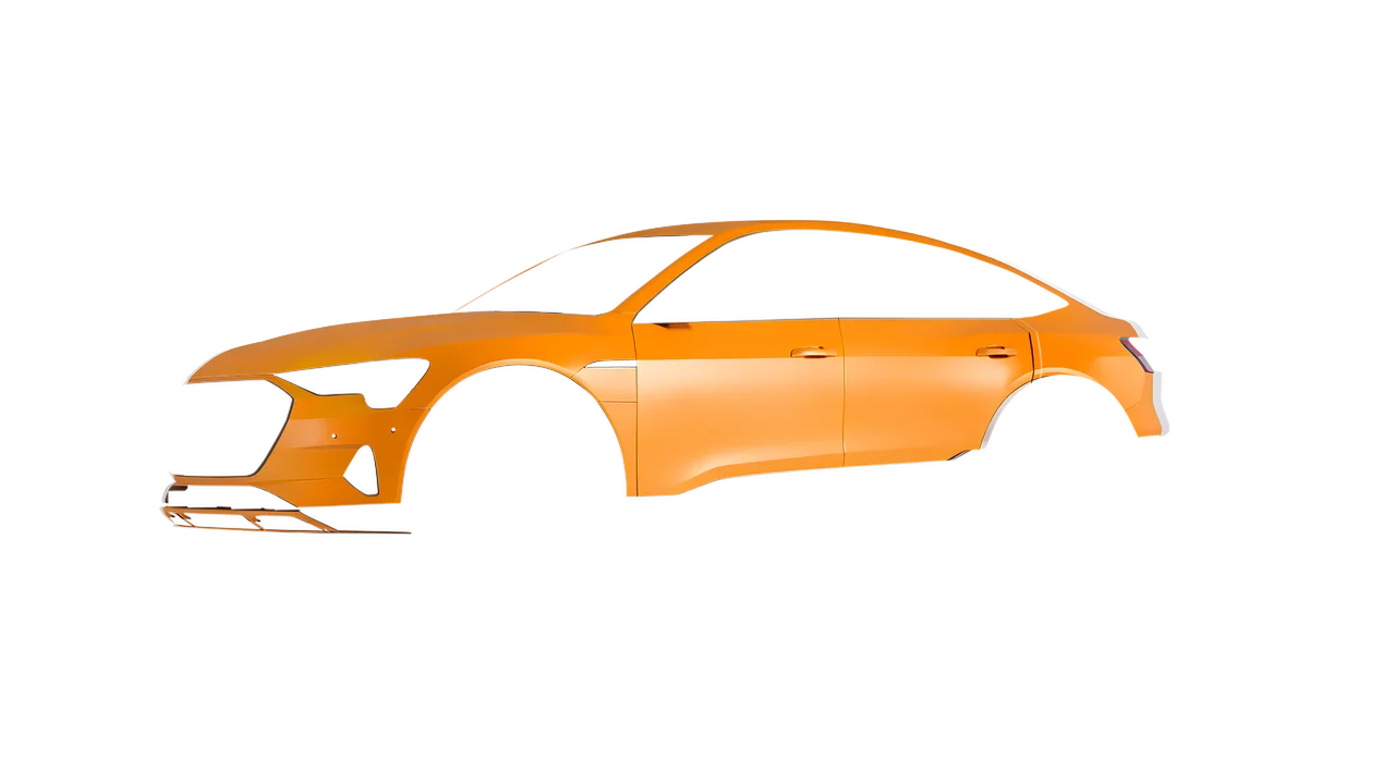 Audi E Tron Sporback 2024 wrapped in Safron Yellow Matt (ORACAL 970RA-223M), front three-quarter view